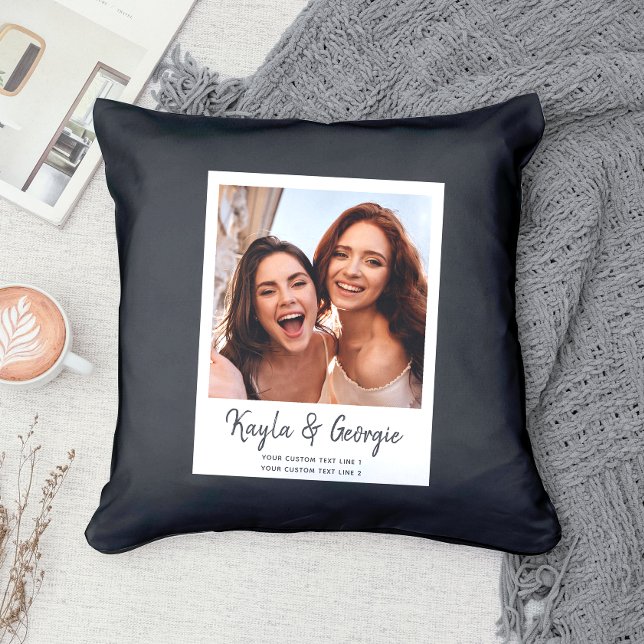 Coussin Nom personnalisé Bestie Photo Amis Soeurs BFF Fun (Make friendship sparkle! )
