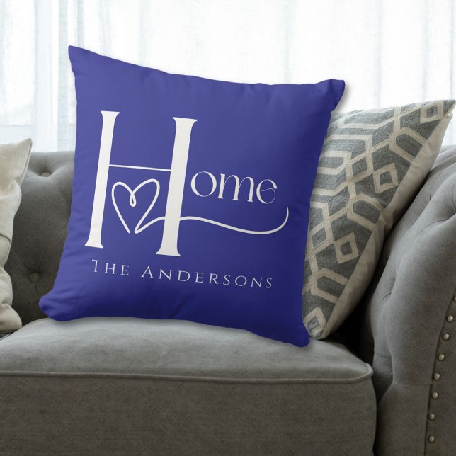 Coussin Nom personnalisé bleu Accueil (Créateur téléchargé)