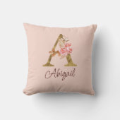 Coussin Nom personnalisé Blush Rose Gold Lettre A (Recto)