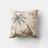 Coussin Nom personnalisé Boho Cute Dinosaur (Verso)