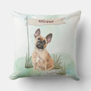 Coussin Nom personnalisé Bouledogue français Chien de comp
