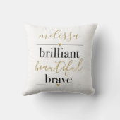 Coussin Nom personnalisé Brillant Beau Brave (Verso)