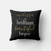Coussin Nom personnalisé brillant beau courageux (Verso)