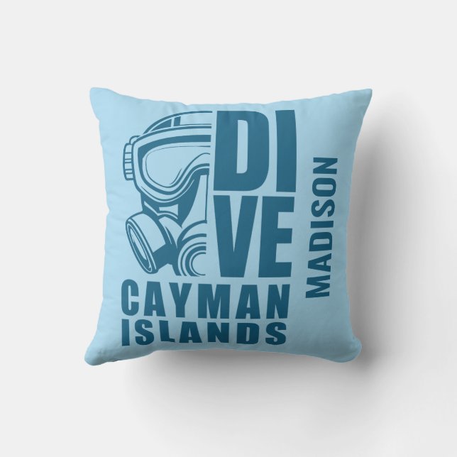 Coussin Nom Personnalisé Cayman Islands Diving (Verso)