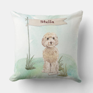 Coussin Nom personnalisé Champagne Cockapoo Chien animal d