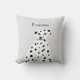 Coussin Nom personnalisé Chien dalmate Art Abstrait Gris