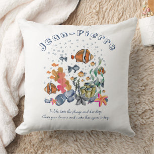 Coussin Nom personnalisé Citation Poisson tropical Océan c