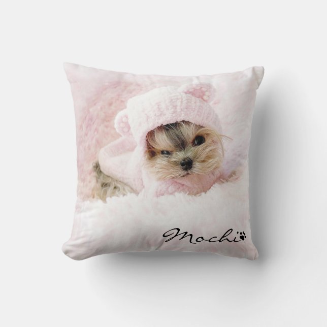 Coussin Nom personnalisé de l'Empreinte de patte Amoureux  (Recto)