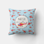 Coussin Nom personnalisé de l'hélicoptère volant mignon (Verso)