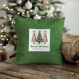 Coussin Nom personnalisé de vacances de Noël de léopard él