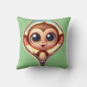 Coussin Nom personnalisé des enfants singe mignons (Verso)