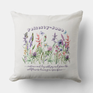Coussin Nom personnalisé Dire un Fleur sauvage de citation