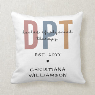 Coussin Nom personnalisé DPT Doctor of Physical Therapy