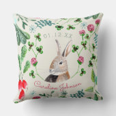 Coussin Nom personnalisé du lapin mignon (Verso)
