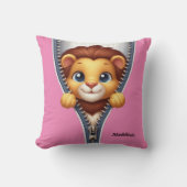 Coussin Nom personnalisé du lion des enfants mignons (Recto)