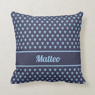 Coussin Nom personnalisé du motif d'ange bleu marine