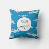 Coussin Nom personnalisé du Motif d'avion Jet (Verso)