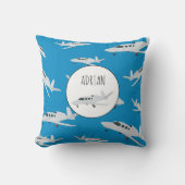 Coussin Nom personnalisé du Motif d'avion Jet (Recto)