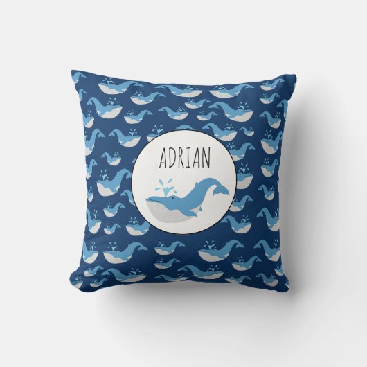 Coussin Nom personnalisé du Motif de baleines de l'océan b (Recto)