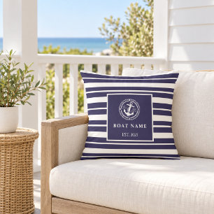 Coussin Nom personnalisé et année Nautical 