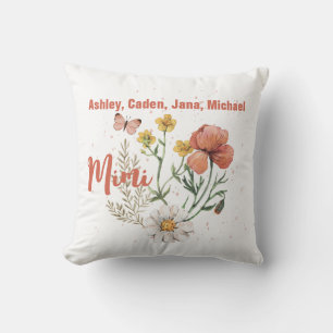 Coussin Nom personnalisé Fleur sauvage Floral Mimi