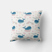 Coussin Nom personnalisé Floral Nautical Whale (Verso)