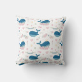 Coussin Nom personnalisé Floral Nautical Whale (Recto)