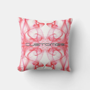 Coussin Nom personnalisé Fumée Rouge Symétrique Blanc