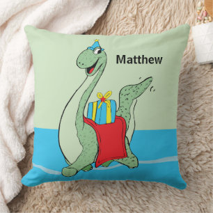 Coussin Nom Personnalisé, Garçon, Dinosaure Anniversaire