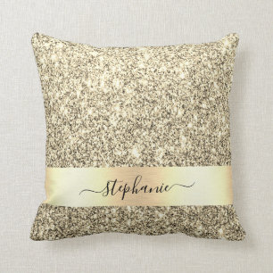 Coussin Nom personnalisé Gold Parties scintillant métalliq