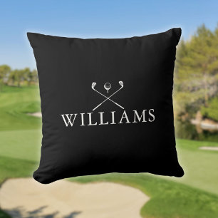Coussin Nom Personnalisé Golf Clubs Noir Et Blanc