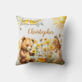 Coussin Nom personnalisé Honey Bees Teddy Bear (Verso)