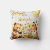 Coussin Nom personnalisé Honey Bees Teddy Bear (Recto)