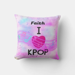 Coussin Nom personnalisé J'adore la K-pop