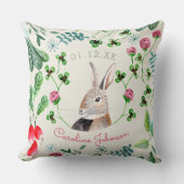 Coussin Nom personnalisé lapin mignon (Recto)