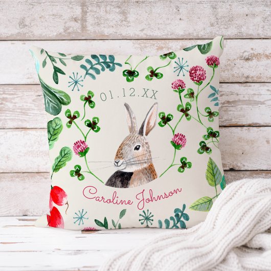 Coussin Nom personnalisé lapin mignon