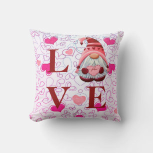 Coussin Nom personnalisé LOVE Hearts Gnome Valentines Cade