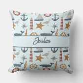 Coussin Nom personnalisé marine nautique thème marin (Recto)