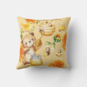 Coussin Nom personnalisé Miel Ours Abeilles (Verso)