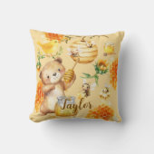 Coussin Nom personnalisé Miel Ours Abeilles (Recto)