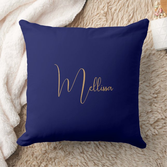 Coussin Nom personnalisé minimaliste bleu  (Couverture)