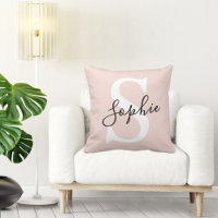 Nom personnalisé moderne Monogram Pastel Rose