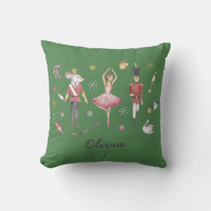 Coussin Nom personnalisé Nutcracker Ballet Ballerina Noël