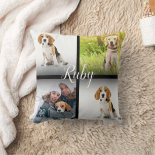 Coussin Nom personnalisé Pet Photo Collage