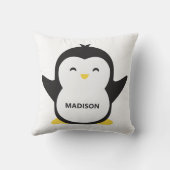 Coussin Nom personnalisé pingouin mignon (Verso)