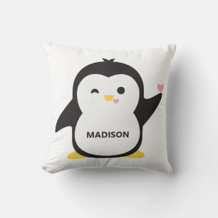 Coussin Nom personnalisé pingouin mignon