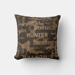 Coussin Nom personnalisé plus court Camo Brun