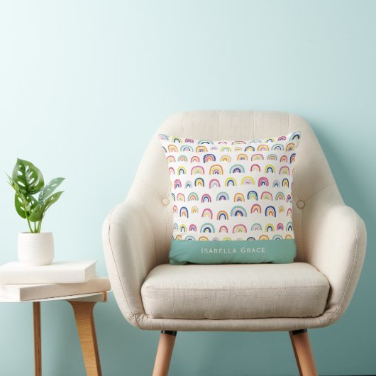 Coussin Nom personnalisé Rainbow (Chaise)