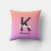 Coussin Nom personnalisé Rose Parties scintillant or Bride (Verso)
