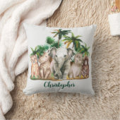 Coussin Nom personnalisé Safari Animaux Palm Trees (Couverture)